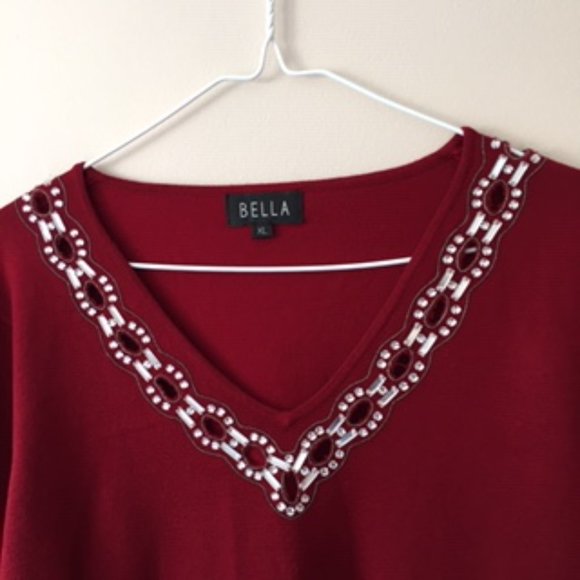 BELLA WOMEN BLOUSE.  SIZE 16.  COLOR MAROON (Brownish Red) - Picture 3 of 3